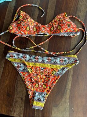 Vibrant Floral Paisley Print Bikini Set